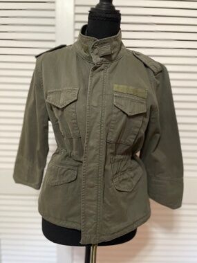 Zara Woman Premium Denim Collection military style Jacket. Size L